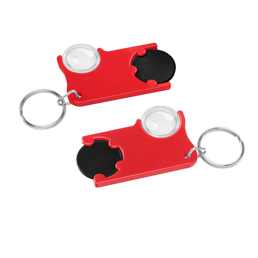 Chiphalter mit 1€-Chip und Lupe - Schwarz/Rot