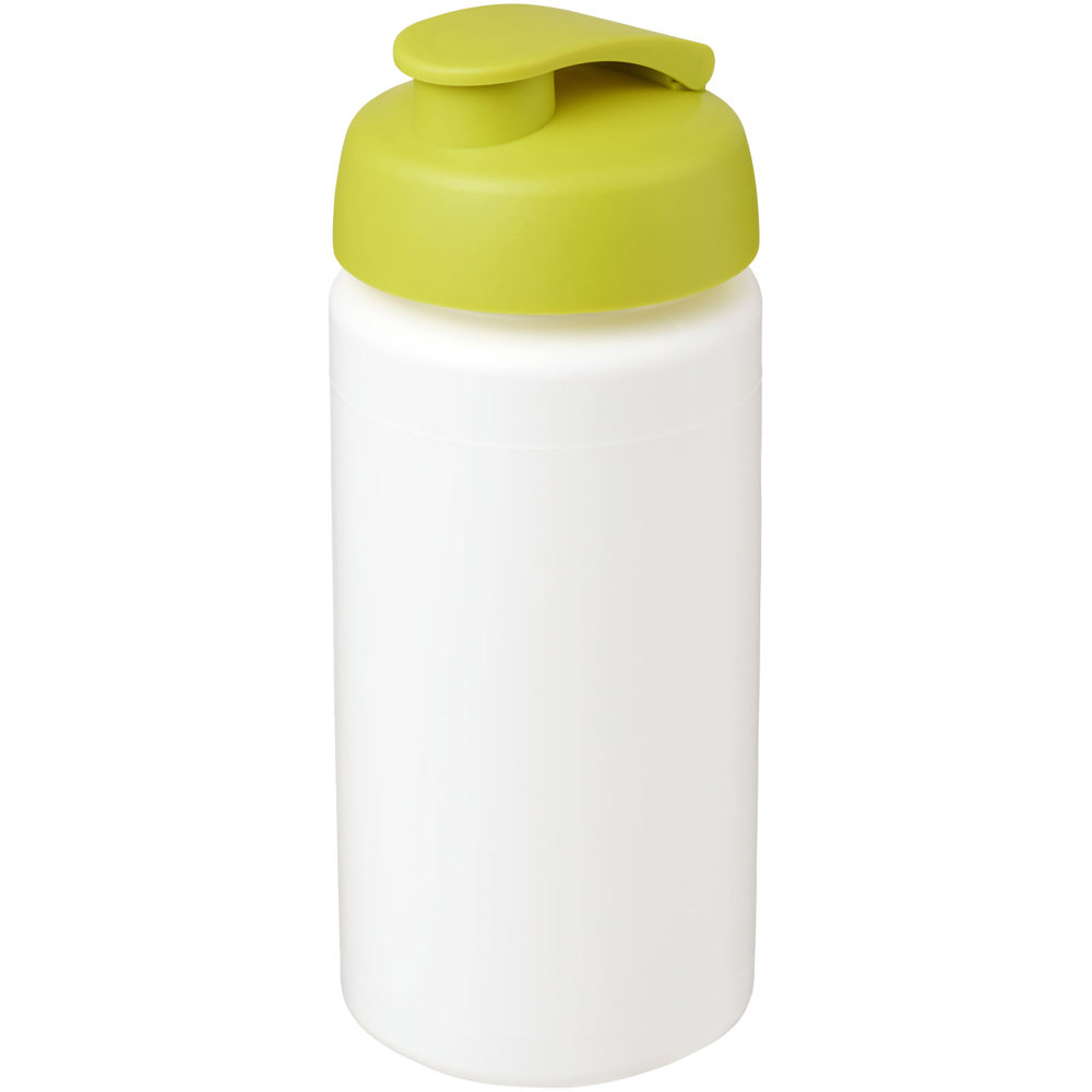 Baseline® Plus grip 500 ml Sportflasche mit Klappdeckel - weiss, limone