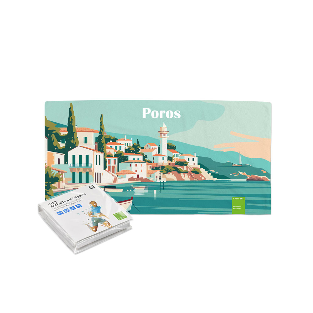 rPET ActiveTowel® Sports im Polybeutel Standard-Klappkarte, All-Inclusive-Paket