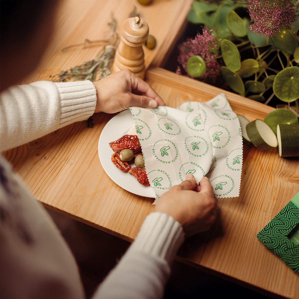 Bienenwachstuch M mit DIN-Lang-Karte – Wabi