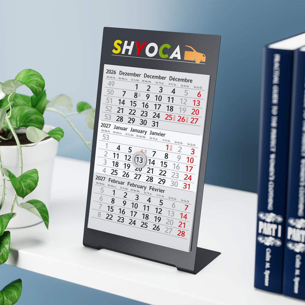 Tischkalender Desktop 3 Color, 2 Jahre, anthrazit