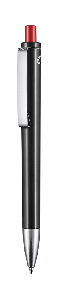 Kugelschreiber EXOS RECYCLED - schwarz recycled/signal-rot