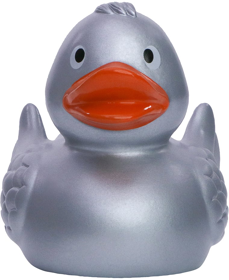Quietsche-Ente, silber, 7,5 cm