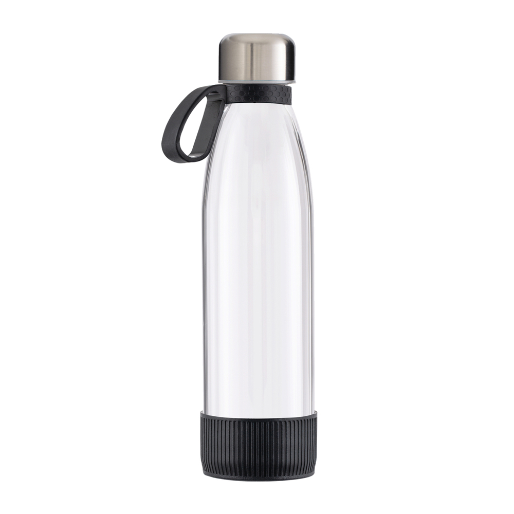 Trinkflasche GLASS - schwarz, silber, transparent