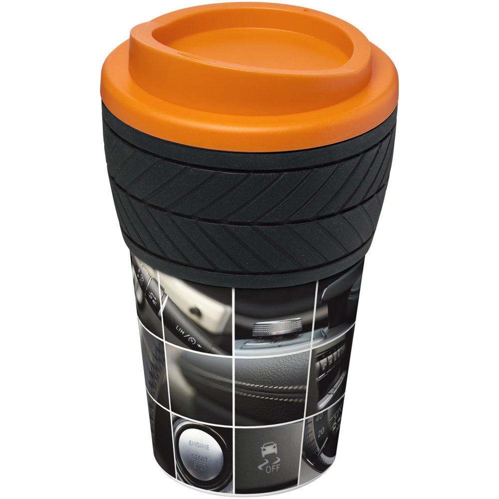 Brite-Americano® 350 ml Isolierbecher mit Schutzring Reifen-Design - Orange