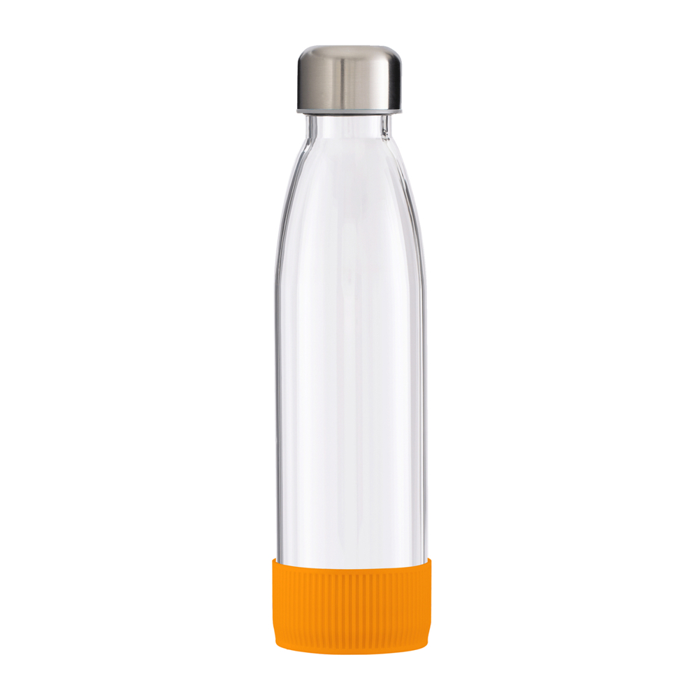 Trinkflasche GLASS - orange, silber, transparent